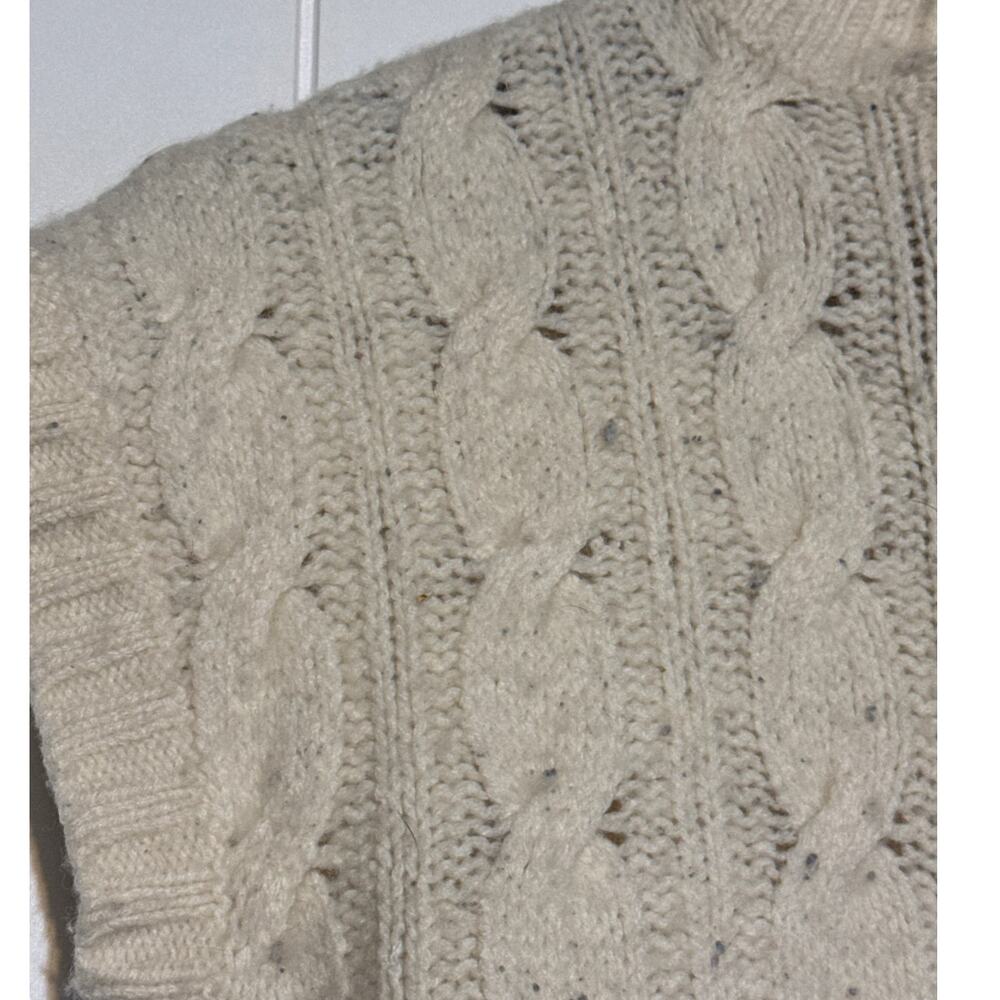 Eddie Bauer Merino Wool Cable Knit Sweater Vest Womens S Cream Button Front